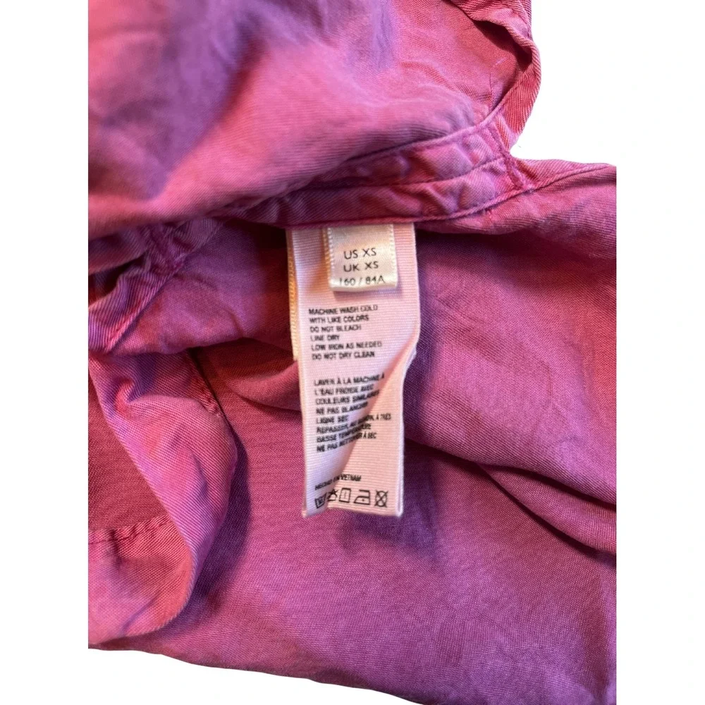 We The Free XS Oversized Pink Free People Henley Top Boho Beachy Festival Casual